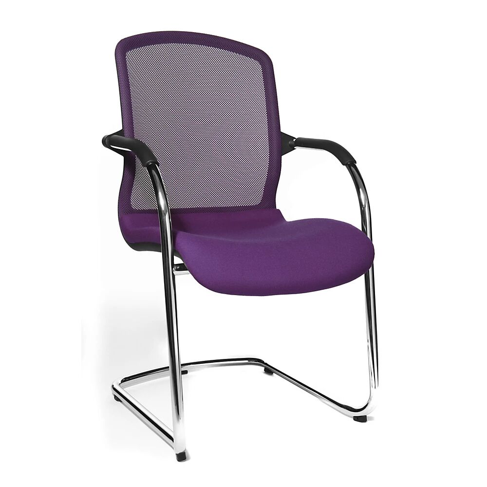 Topstar OPEN CHAIR: la silla de diseño para visitas, sillón oscilante con respaldo reticulado, UE 2 unid., en violeta
