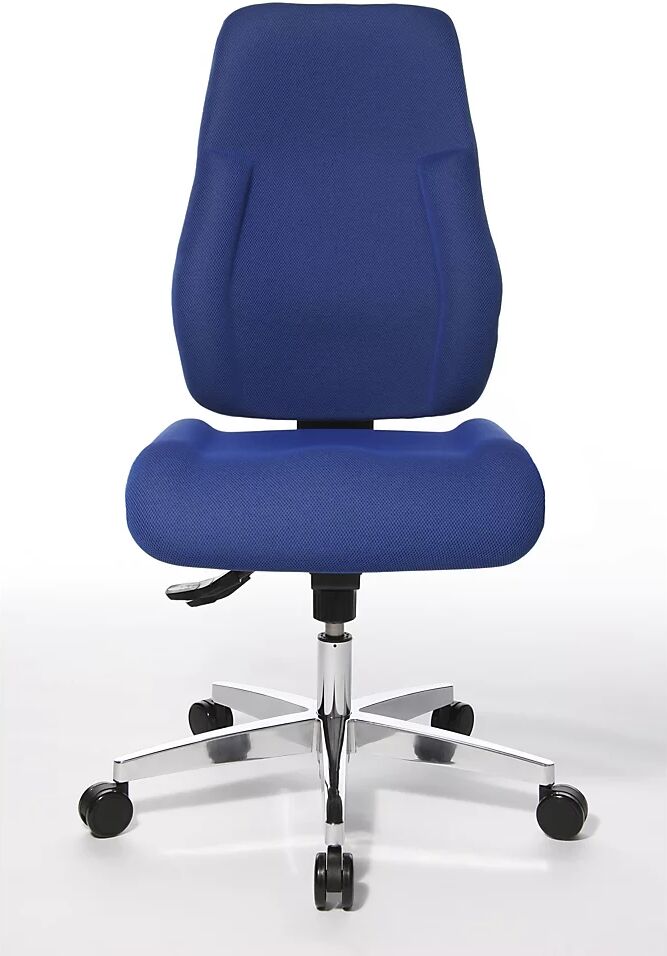 Topstar Silla giratoria ergonómica, respaldo acolchado, tapizado azul