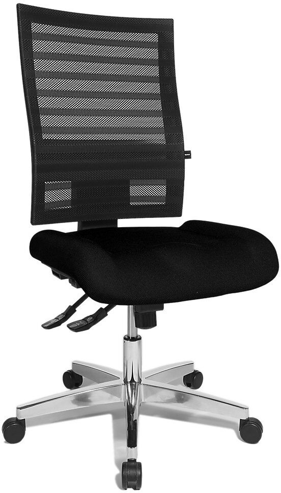 Topstar Silla giratoria ergonómica, respaldo reticulado negro, tapizado negro