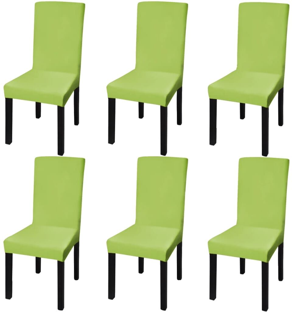 vidaXL Funda para silla elástica recta 6 unidades verde