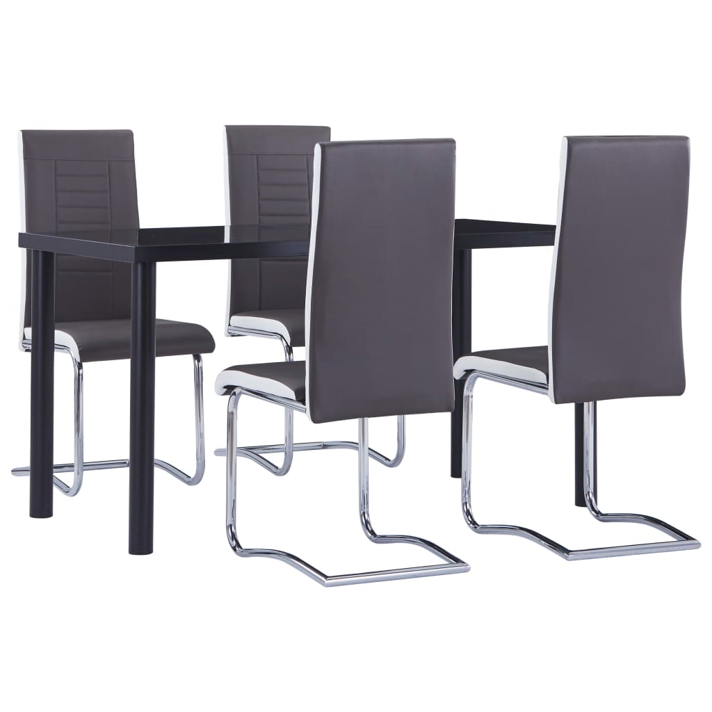 vidaXL Juego de comedor 5 piezas cuero sintético gris