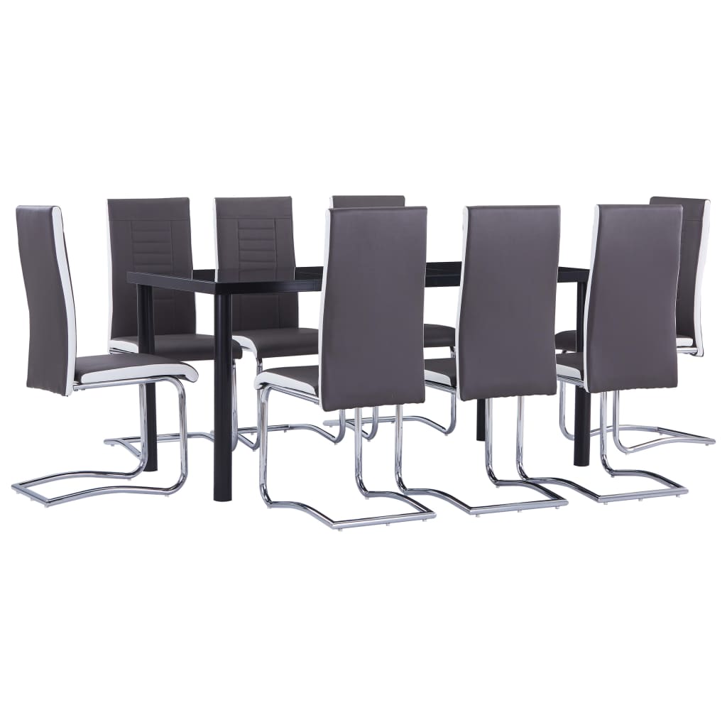 vidaXL Juego de comedor 9 piezas cuero sintético gris