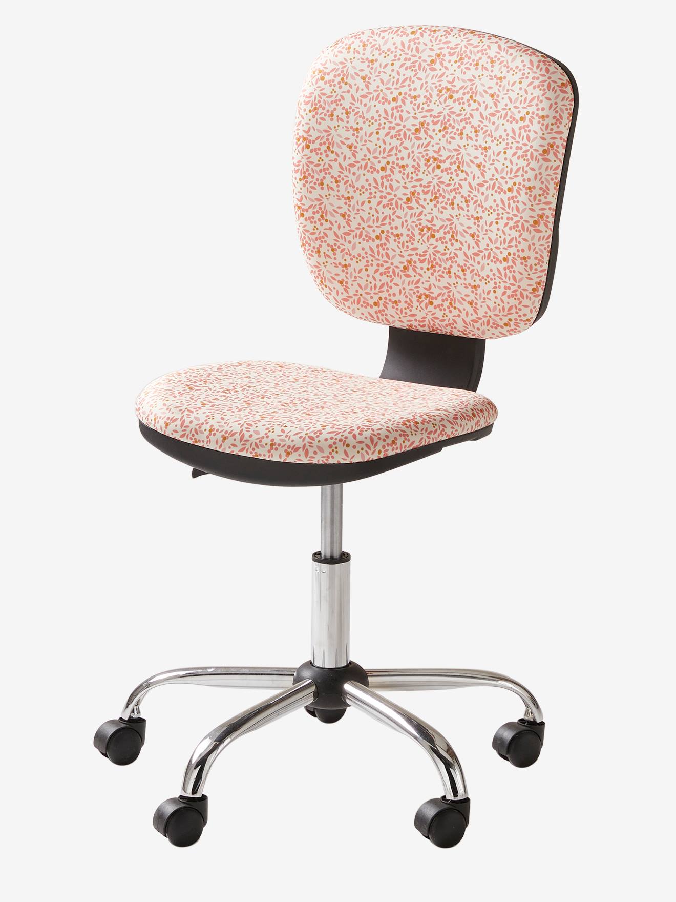 VERTBAUDET Silla para escritorio con ruedas rosa medio estampado