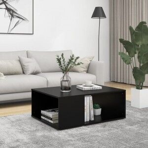 vidaXL Mesa De Centro Madera Contrachapada Negro 90x67x33 Cm