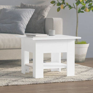 vidaXL Mesa De Centro Madera Contrachapada Blanco 55x55x42 Cm