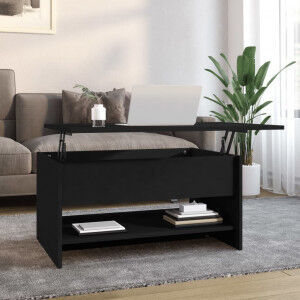 vidaXL Mesa De Centro Madera Contrachapada Negro 80x50x40 Cm