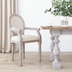 vidaXL Silla De Comedor De Lino Beige 54x56x96.5 Cm