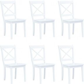 vidaXL Sillas De Comedor 6 Unidades Madera Maciza De Caucho Blanco