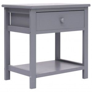 vidaXL Mesita De Noche Madera De Paulownia Gris 40x29x42 Cm