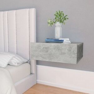 vidaXL Mesita Noche Flotante 2 Uds Aglomerado Gris Hormigón 40x30x15cm