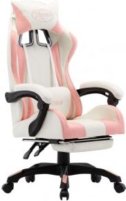 vidaXL Silla Gaming Con Reposapiés Cuero Sintético Rosa Y Blanco