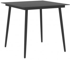 vidaXL Mesa De Comedor Para Jardín Acero Y Vidrio Negro 80x80x74 Cm