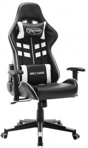 vidaXL Silla De Gaming De Cuero Sintético Negro Y Blanco