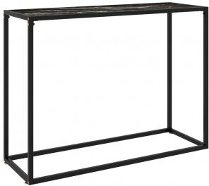 vidaXL Mesa Consola Vidrio Templado Negro 100x35x75 Cm