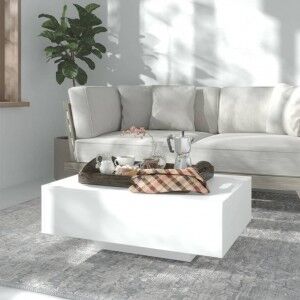 vidaXL Mesa De Centro Madera Contrachapada Blanco 85x55x31 Cm