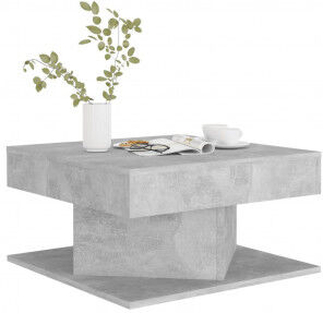 vidaXL Mesa De Centro Madera Contrachapada Gris Hormigón 57x57x30 Cm