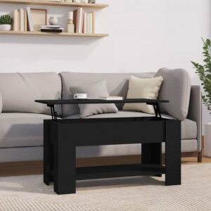 vidaXL Mesa De Centro Madera Contrachapada Negro 101x49x52 Cm