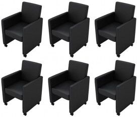 vidaXL Sillas De Comedor 6 Unidades Cuero Sintético Negro