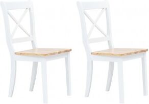 vidaXL Sillas Comedor 2 Uds Madera Maciza Caucho Blanco Y Madera Claro