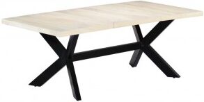 vidaXL Mesa De Comedor Madera Maciza De Mango Blanco 200x100x75 Cm