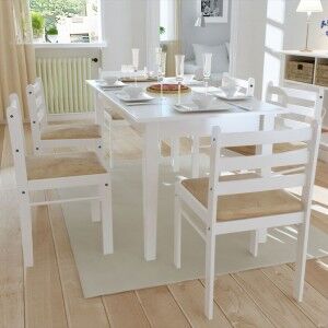 vidaXL Sillas De Comedor 6 Unidades Madera Maciza Y Terciopelo Blanco