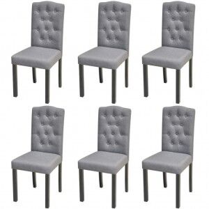 vidaXL Sillas De Comedor 6 Unidades De Tela Gris