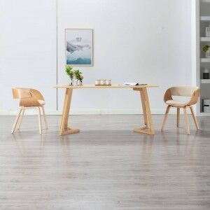 vidaXL Silla De Comedor Madera Curvada Y Cuero Sintético Crema