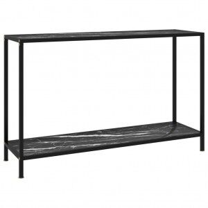 vidaXL Mesa De Consola Negro Vidrio Templado 120x35x75 Cm