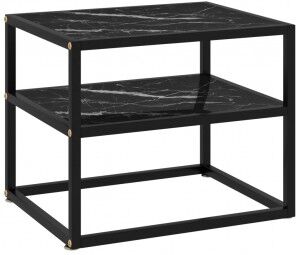 vidaXL Mesa De Consola Negro Vidrio Templado 50x40x40 Cm