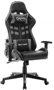 vidaXL Silla De Gaming De Cuero Sintético Negro Y Gris