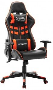 vidaXL Silla De Gaming De Cuero Sintético Negro Y Naranja