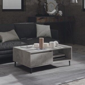 vidaXL Mesa De Centro Madera Contrachapada Gris Hormigón 90x60x35 Cm