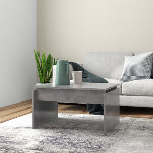 vidaXL Mesa De Centro Madera Contrachapada Gris Hormigón 68x50x38 Cm