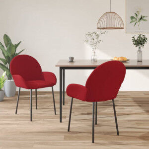 vidaXL Sillas De Comedor 2 Unidades Terciopelo Rojo Tinto