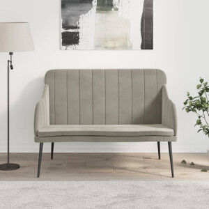 vidaXL Banco De Terciopelo Gris Claro 110x76x80 Cm