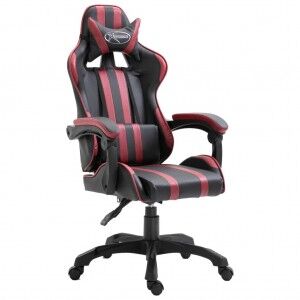 vidaXL Silla De Gaming De Cuero Sintético Color Vino Tinto