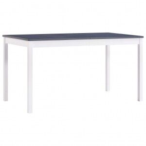 vidaXL Mesa De Comedor De Madera De Pino Blanco Y Gris 140x70x73 Cm