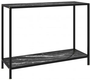 vidaXL Mesa De Consola Negro Vidrio Templado 100x35x75 Cm