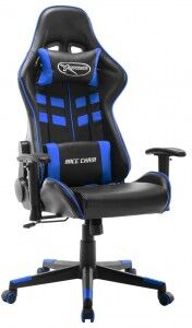 vidaXL Silla De Gaming De Cuero Sintético Negro Y Azul