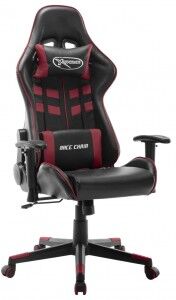 vidaXL Silla De Gaming De Cuero Sintético Negro Y Rojo Tinto