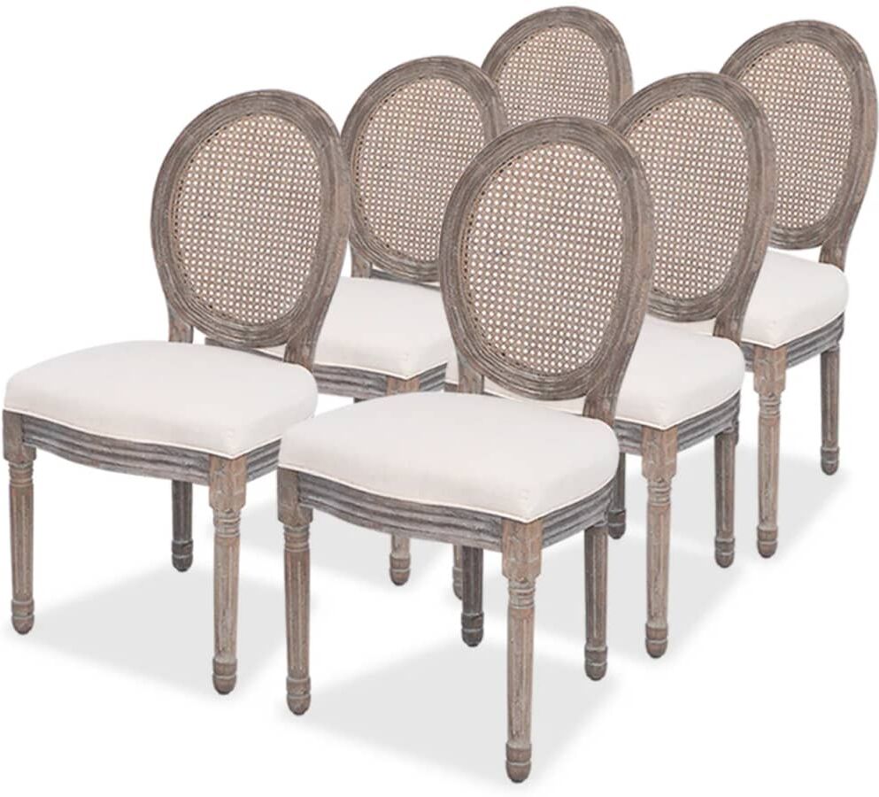 vidaXL Sillas de comedor 6 unidades tela color crema