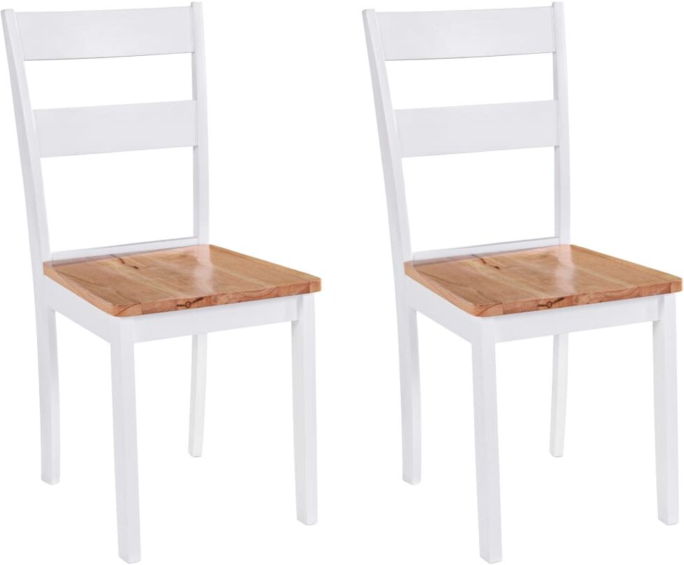 vidaXL Sillas de comedor 2 unidades madera maciza de caucho blanco