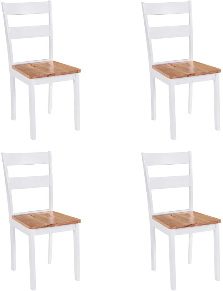 vidaXL Sillas de comedor 4 unidades madera maciza de caucho blanco