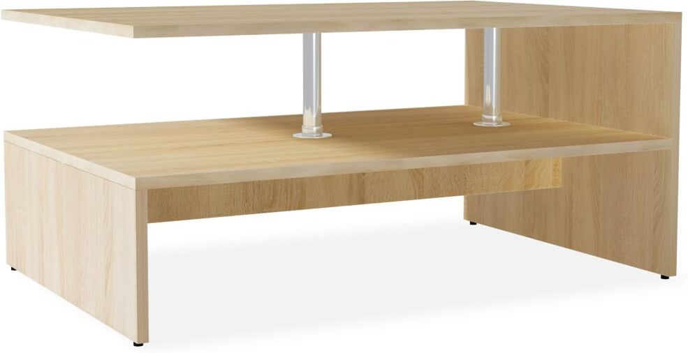 vidaXL Mesa de centro de madera de ingeniería blanca 90x59x42 cm