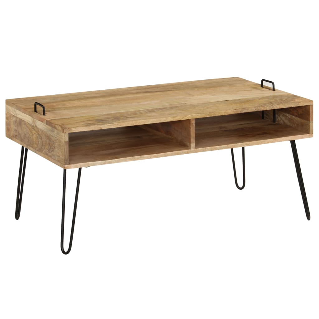 vidaXL Mesa de centro de madera maciza de mango 100x60x45 cm