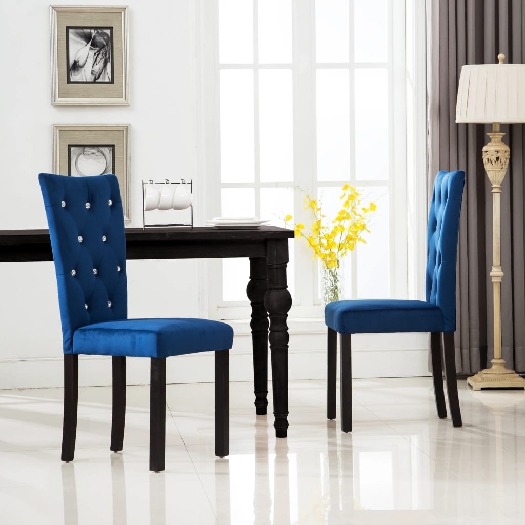 vidaXL Sillas de comedor 2 unidades terciopelo azul oscuro