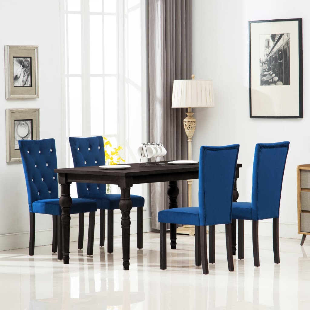 vidaXL Sillas de comedor 4 unidades terciopelo azul oscuro