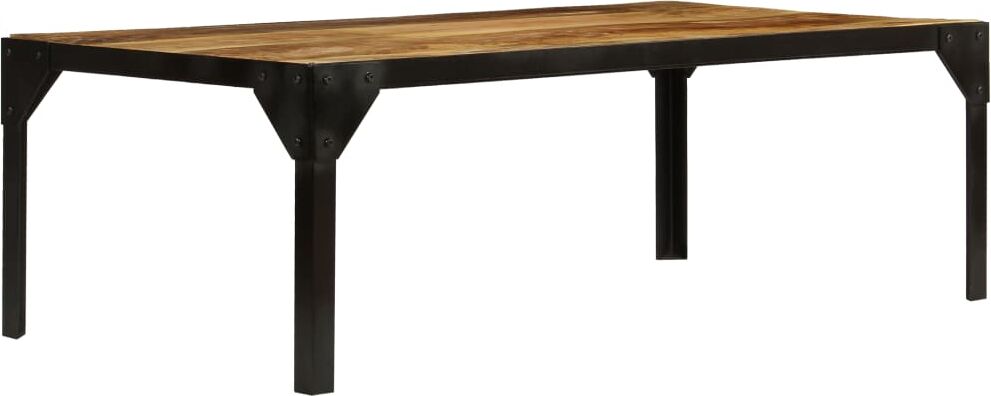 vidaXL Mesa de centro de madera maciza de mango rugosa y acero 110 cm