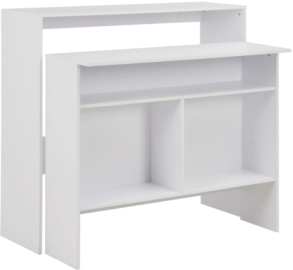 vidaXL Mesa de bar con 2 tableros blanca 130x40x120 cm