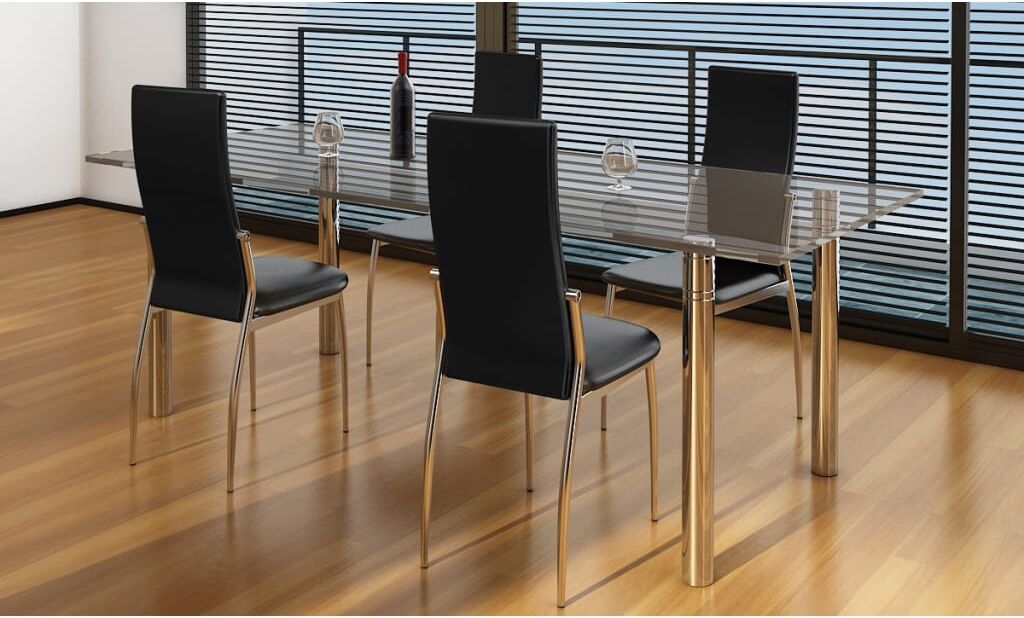 vidaXL Sillas de comedor 4 unidades cuero sintético negro